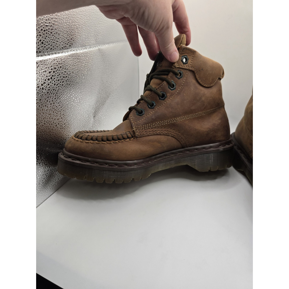 DR. MARTENS Womens Chunky Brown Leather Lace Boots. Worn 1 Time Size 5 - Picture 5 of 14